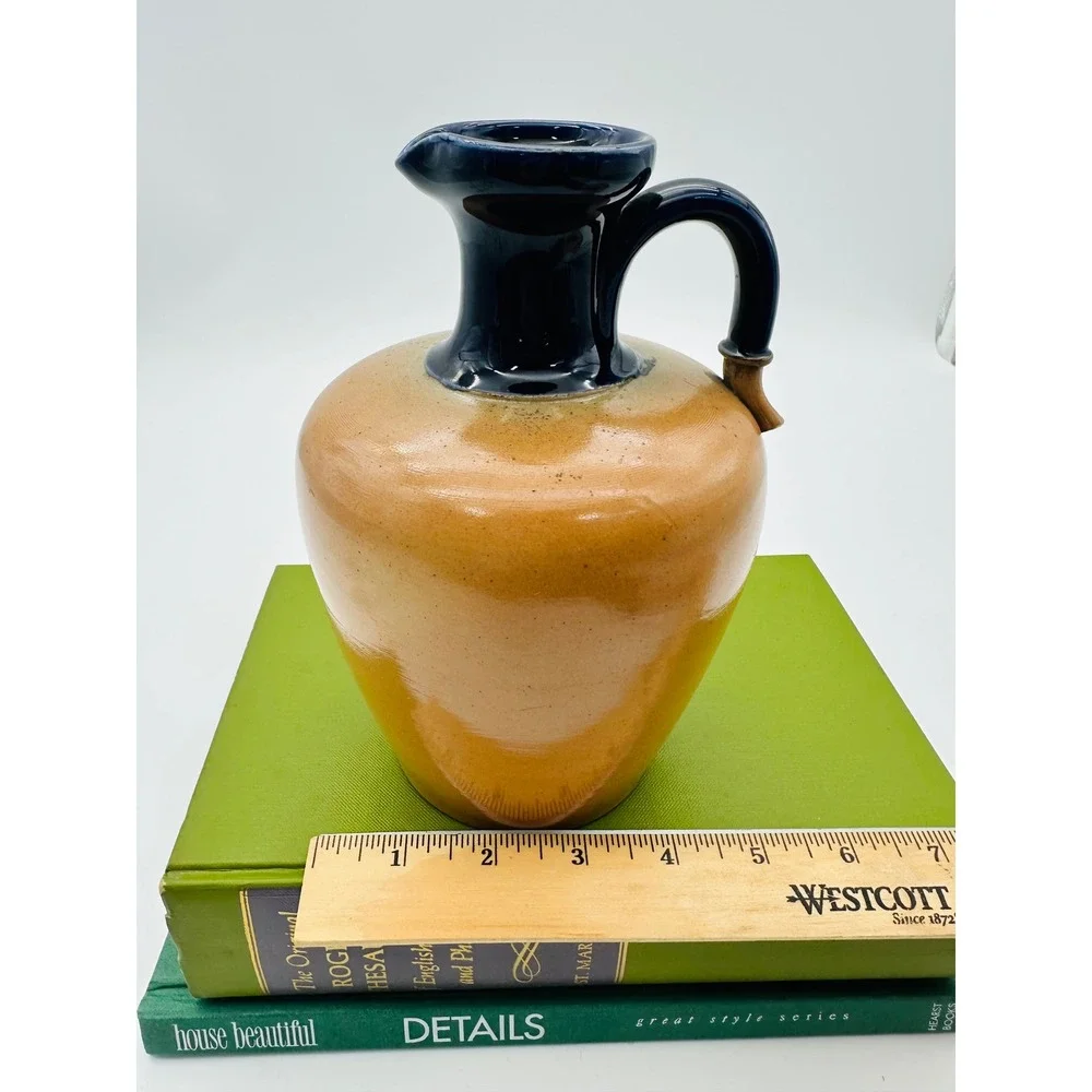 Royal Doulton 4894 Antique Stoneware Whiskey Jug Cobalt Blue Tan Salt Glaze